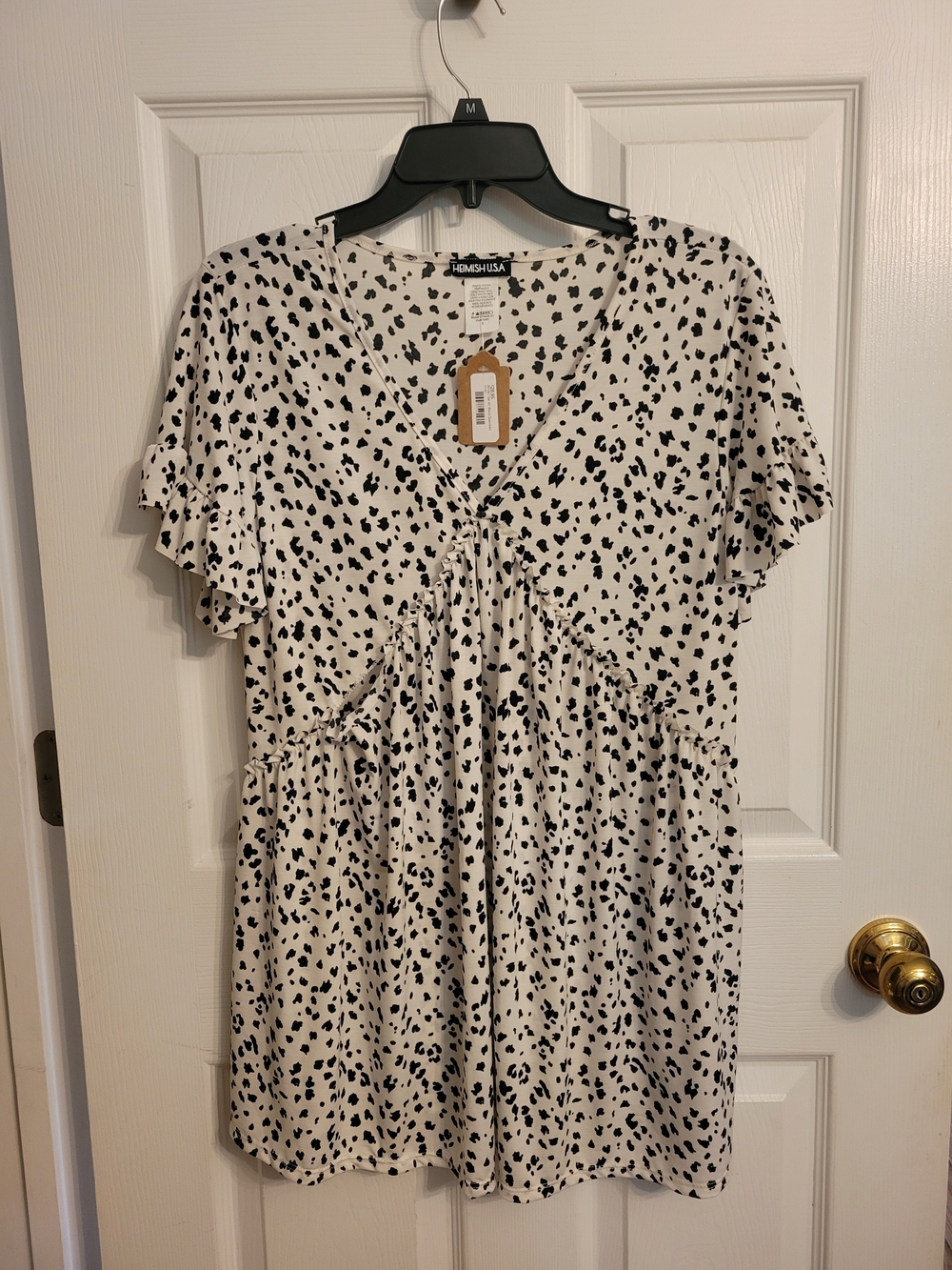 HEIMISH USA Cream Top with Black Spot Print